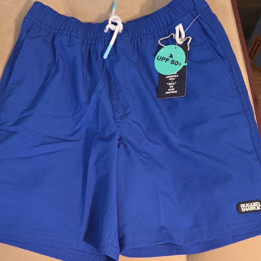 Rugged Shark Men's Vibrant Blue Swim Trunks